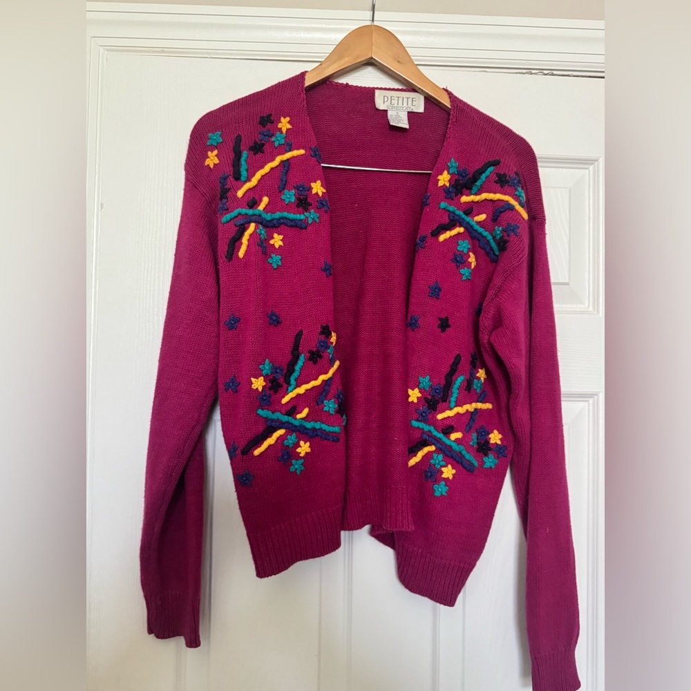 Vintage Petite Sophisticate Pink Sweater Cardigan Sz Small